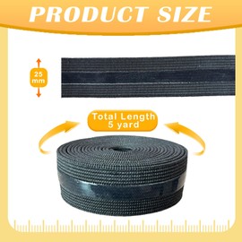 Silicone Gripper Tape for Clothing,1 Inch Width,Non-Slip Stretchy Silicone Elastic Tape,for DIY Garment Accessory & Hairbow (Black)