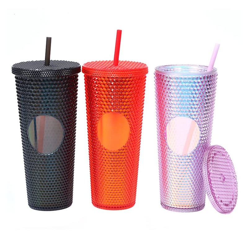 Qudai 710ML /24OZ Large Capacity Water Cup Full Studded Matte