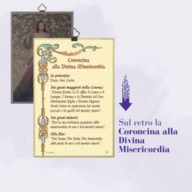Fratelli Bonella | Sacred Picture on MDF Wood Poplar Wood 8 mm with Mosaic Made of Gold Foil Jesus Misericordious with Misericordia Crown on the Back 10 x 15 cm | Made in Italy