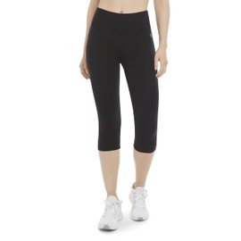 Energy Zone Women's Cotton Stretch High Waist Crop Legging, Deep Black, Medium