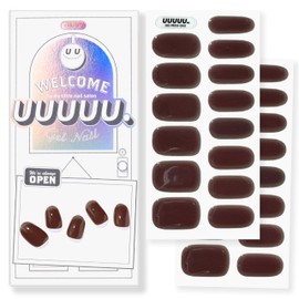 UUUUU. Semi Cured Gel Nail Strips (Solid Color) - 100% Real Gel, Long-Lasting & Easy to Apply & Remove, works any UV/LED Lamps - Spring 2025, Nail inspo,Nail Art Stickers (UGN156 Sheer brown)