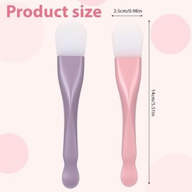 2PCS Silicone Face Mask Brush, Soft Facial Applicator 5.7 in Face Mask Spatula Skincare Applicator Beauty Tool for Clay, Cream, Gel, Mud Masks Pink and Purple