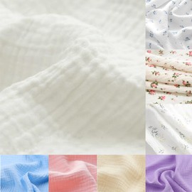 LaSilk Double Gauze Cotton Fabric by The Yard - 100% Cotton Muslin Fabric for DIY Craft & Sewing Material Like Dress, Towel, Bedding Sets, Cheesecloth, Boho Table Runner Fabric (White, 1 Yard)