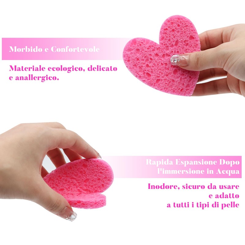Scettar 20 Pieces Facial Cleansing Sponges Compressed Face Sponges Heart