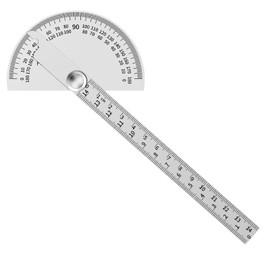 Kioiner Stainless Steel Protractor, 0-180° Protractor Round Head Angle Finder Measuring Tool with 14cm Ruler for Woodworking Carpenters Plumbers Engineer Drawing All Building Trades Painting Drawing