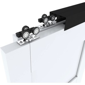 Black Aluminum Sliding Bypass Track and Hardware Set for 2 Door System