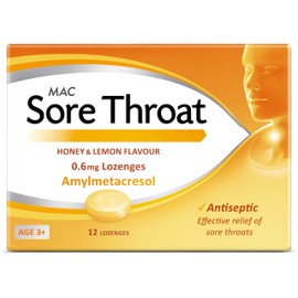 Ernest Jackson & Co. Ltd Mac Sore Throat Honey and Lemon Flavour 12 Lozenges - Relief of Sore throats