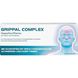Grippal Complex Doppelherz Pharma 200 mg/30 mg Film-Coated Tablets - For Runny Nose with Cold-Related Pain and/or Fever - 20 Film-Coated Tablets