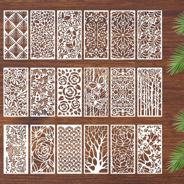 18 Stück Malerei Schablonen,Wiederverwendbare Blumenschablonen,Kunststoff Zeichnung Malschablonen,Schablonen Textilgestaltung,Wandgestaltung Schablonen zum