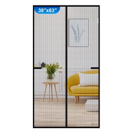 Fiberglass Magnetic Screen Door,Black Heavy Duty Mesh Door Curtain，Screen Size 38" x 83" with Automatic Block Closure Walk，Fits Door Size 36" x 82" Walk Through Easily for Kids Pets (Black, 38x83 in)