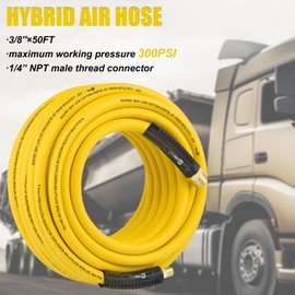 WYNNsky Truck Inflator Kit, 3/8''×50ft Hybrid Air Hose with 1/4''MNPT Endings, Universal Glad Hand&Chuck