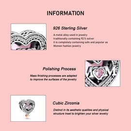 PAGOGO Openwork Mom Heart Charm for Women Bracelets and Necklaces 925 Sterling Silver,Mother's Day Birthday Christmas for Women