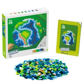 PLUS PLUS - Puzzle by Number - 800 Piece Earth - Construction Building Stem/Steam Toy, Interlocking Mini Puzzle Blocks for Kids