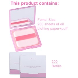 Oil Blotting Paper - 400 Sheets with Mirror, Puff & Refills, Absorbs Excess Face Oil, Controls Shine, Gentle for Makeup Use