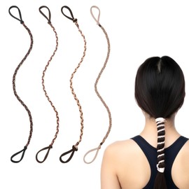 4 Pcs Hair Ties, Non-Slip Elastic Braided Hair Ties for Women, No Damage Ponytail Holders for Gym, Yoga, Swimming, 19 inch (Mix Color)