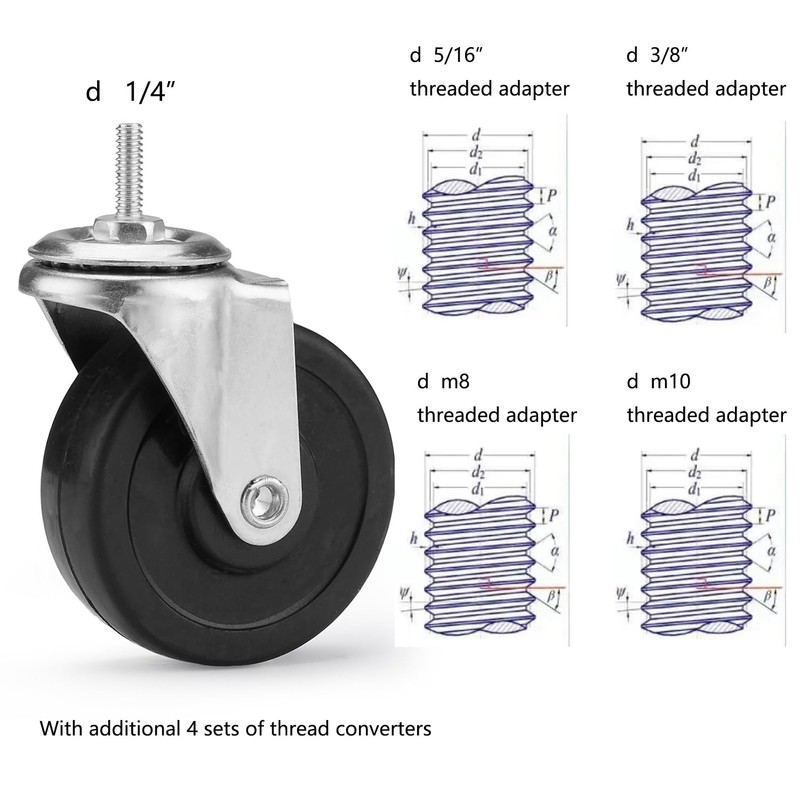 Caster Wheels for Organization & Storage Shelving, Set of 4,