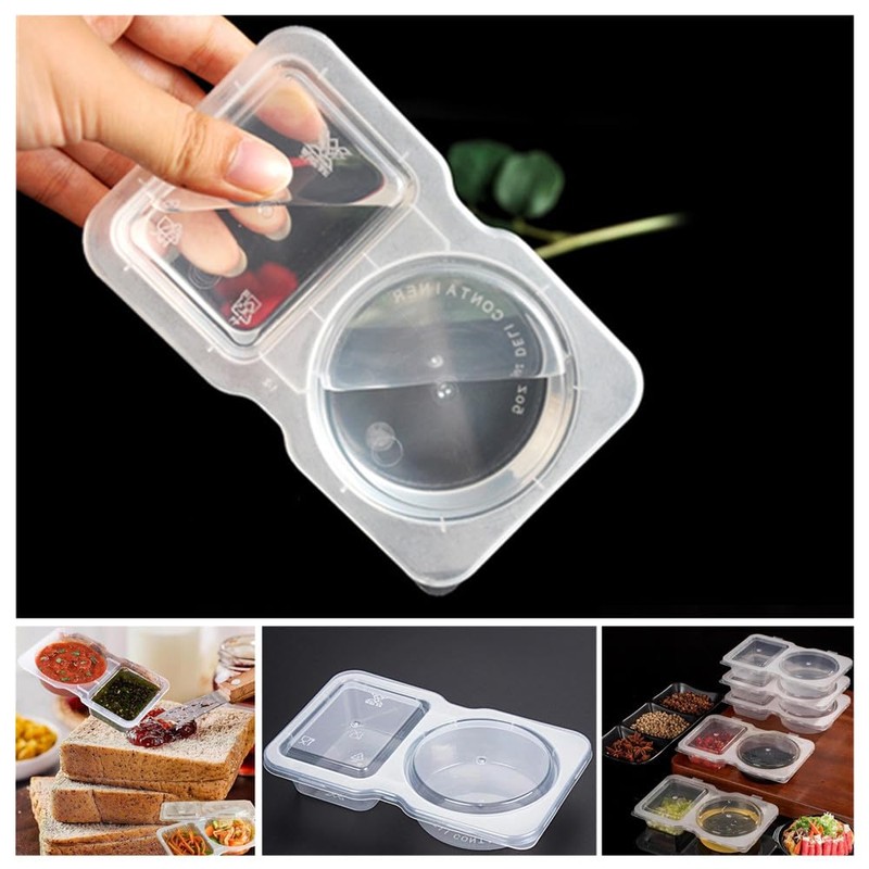 Wanfoou 20 PCS Double Compartment Condiment Container With Lids -