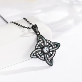 KoyeKei Black Witches Knot Necklace for Women 925 Sterling Silver Turquoise Witch Nudo De Bruja Pendant Witchy Jewelry Pagan Halloween Christmas Gifts