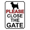 PLEASE CLOSE THE GATE DOG THEME METAL SIGN 200MM X