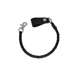 GARGOYLE BELLS Genuine Leather Braided Pants Keychain, Biker Wallet Chain with Keyring, Motorcycle 22'' Punk Jeans Chain