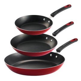 Unbranded Tramontina Everyday 3 Pk Aluminum Nonstick Fry Pans – Metallic Red
