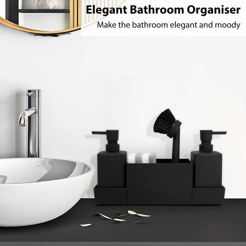 ZephyrCraft Kitchen Soap Dispenser Set with Sponge Holder and Brush