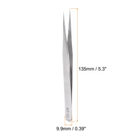 QUARKZMAN Pack of 2 ST-12 Precision Tweezers 135 mm Pointed Anti-Corrosion Stainless Steel Craft Professional Tweezers for Exchanging Precision Parts Technology Industrial Electronics