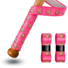 Yuibthr Thumbs Up Bat Grip for Baseball & Softball, Precut Bat Tape, 2 Pack – Wrap Your Bat (Pink)