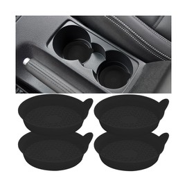 Mandark Car Cup Holder Coasters, Non-Slip Silicone Vehicle Insulation Drink Mat, Waterproof Sift-Proof Spill Recessed Automotive Interior Cup Insert Pad Accessories, Universal Fit (Black)