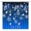 ASVEAS Merry Christmas Shower Curtain Blue Silver Xmas Balls Winter