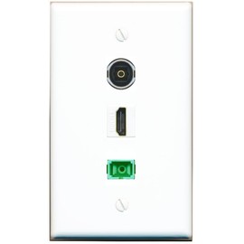 RiteAV - HDMI SC-APC Singlemode Simplex TOSLINK Wall Plate Flat White