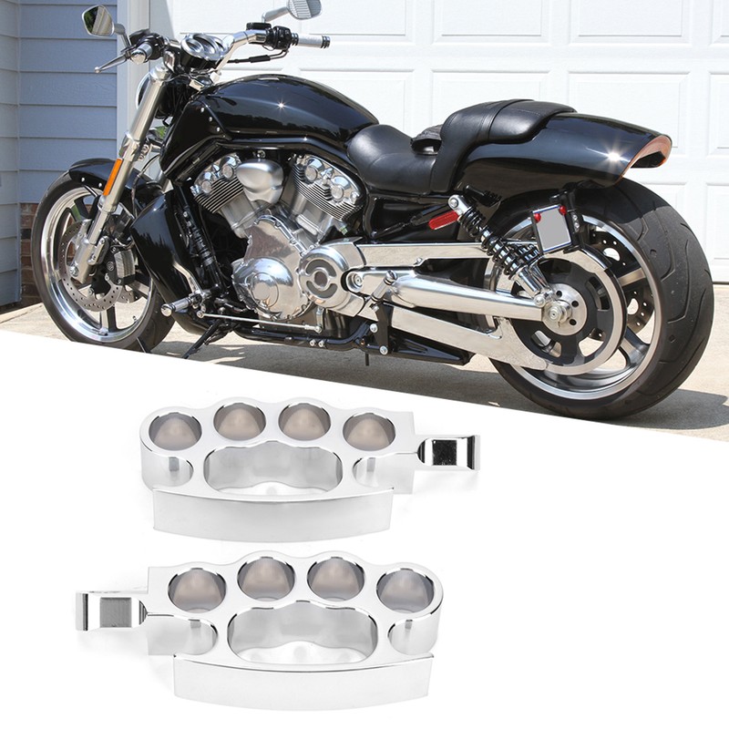 Motorcycle Front Footpegs Pedal CNC Aluminum Footrest Universal Modified AccessorySilver