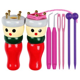 Eeghurt French Knitter 2 Pack, Wooden Knitting Dolly Set Spool Knitting Doll Knitting Loom Toy for Making Bracelets, Etc
