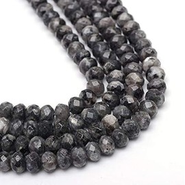 Jasper Gemstone Black Beads 8 mm Semi-Precious Stone Faceted Rondelle 30 Pieces Jewellery Beads with Hole for Threading
