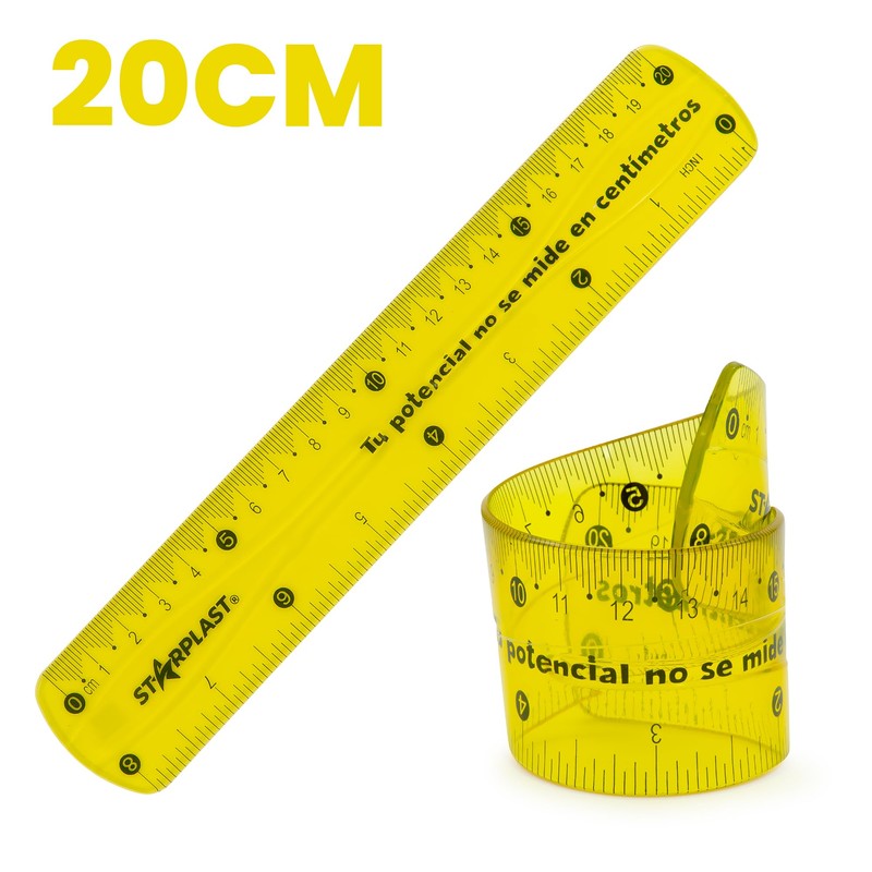Flexible Ruler 20cm Starplast 4 Colours Heavy Duty Numbers Yellow