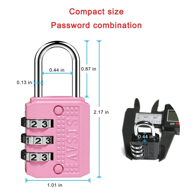 SISAV 3 Digit Combination Lock,Gym Padlock,Outdoor Padlock,Suitable for School Lockers,Tool
