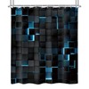 Riyidecor Black Blue Shower Curtain 60Wx72H Inch Abstract Navy Brick