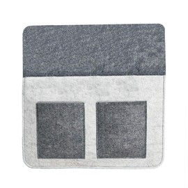 Monsterzeug Felt Bed Organiser, Bed Bag for Storage, Colour Grey, Bed Shelf with 3 Pockets, Home Decoration for Bedroom