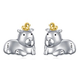HOOHWE 925 Sterling Silver Stud Earrings for Women Cat / Otter Stud Earrings Hypoallergenic Animal Jewellery Gift for Girls Children Women, Sterling Silver