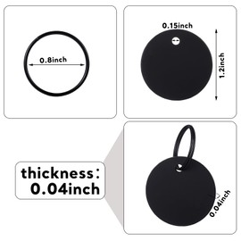 Therwen 100 Pack Round Stamping Blanks Stainless Steel Blank Dog Tags with Hole Metal Polished Tags for Engraving with Key Rings for Bracelet Jewelry Making(1.2 Inch,Black)