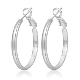 LOUMILEO Sterling Silver Hoop Earrings for Women Hypoallergenic Large Silver Hoop Earrings Lightweight Thin Big Hoops Earring for Women 30MM