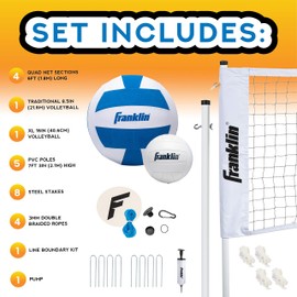 Franklin Sports Quad Volleyball - Volleyball Meets 4 Square - Complete Net System, Jumbo and Traditional Volleyballs Included, Boundary Kit/Line Markers