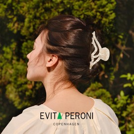 EVITA PERONI Large Hair Clips for Women, Strong Hold Pearl Claw Clips for Thick and Curly Hair, Pale Gold