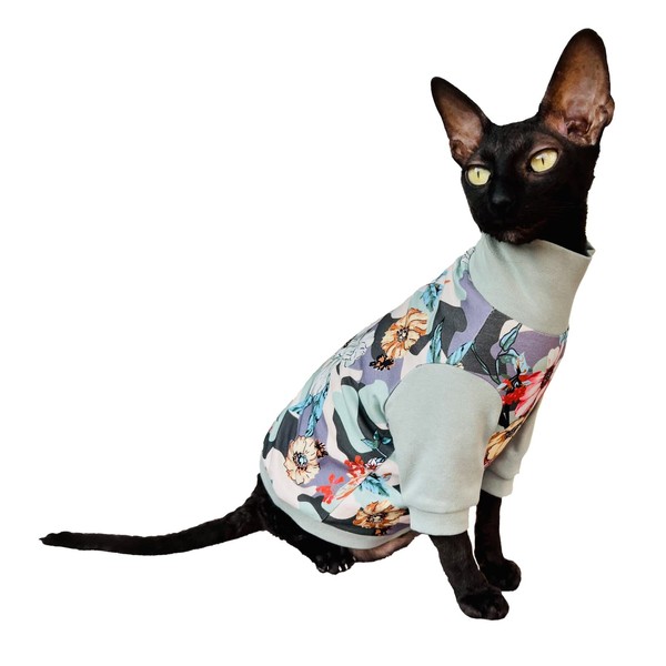 Kotomoda Spring Camouflage Turtleneck Cat Hoodie 100% Cotton Sphynx Naked