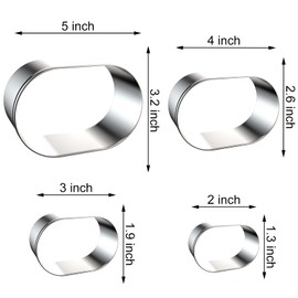 QAAQS Pill Capsule Long Oval Cookie Cutters - 5 Inch, 4 Inch, 3 Inch, 2 Inch - Geometric Frame Plaque Cookie Cutter Set Fondant Biscuit Molds - Stainless Steel