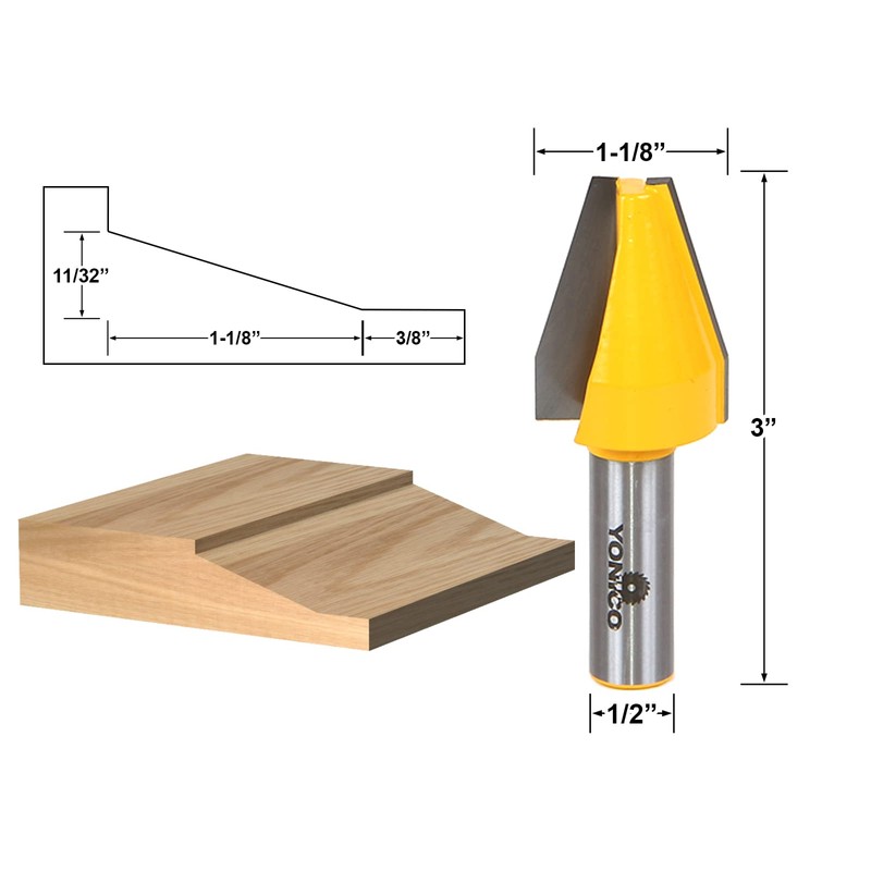 YONICO Raised Panel Cabinet Door Router Bits Vertical Bevel 1/2-Inch