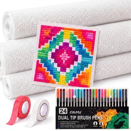 Frienda 28 Pcs Needlepoint Canvas 13 Mesh, 2 Sheets 16x20 Inch White