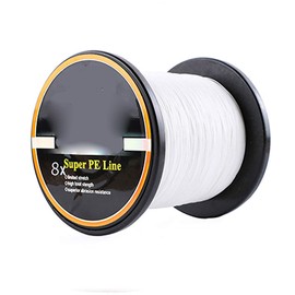 8 Strands Braided Fishing Line, Abrasion Resistant, Highly Sensitivity, Zero Stretch and High Performance, for Carp Bass Trout, 500M, Line No.8.0, 80lb, White