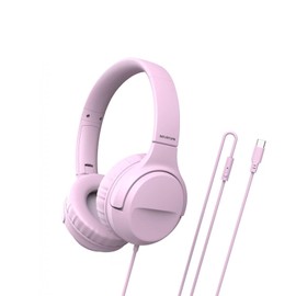 INFURTURE CH3 Kids USB C Headphones for School,Type C Kids Headphones,Wired Boys Girls Headphones with Safe Limiter 94dB,HD Stereo Sound,On/Over Ear Headphones for/Tablet/School/Travel(Pink)