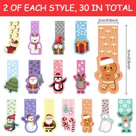 Pack of 30 Christmas Bookmarks Children, Magnetic Bookmarks, Colourful, Christmas Gifts, Magnetic Markings, Santa Snowman Page Clips, Markers, Bookmark Clips for Children, Students (A)